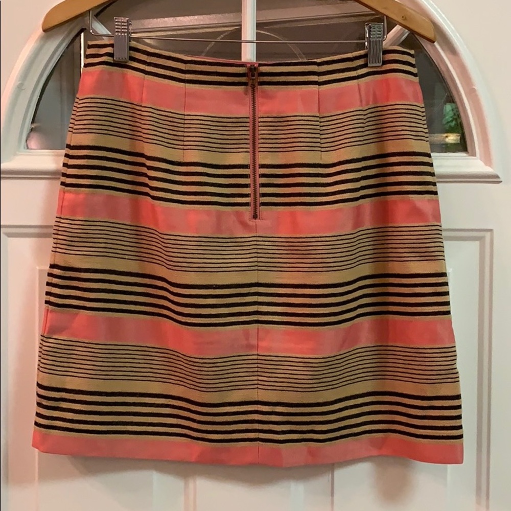 {LOFT}Sz 6 Pink/Beige/Blk Striped Mini Skirt - Picture 3 of 5